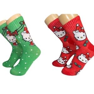Sanrio Hello Kitty Holiday Socks - Green and Red